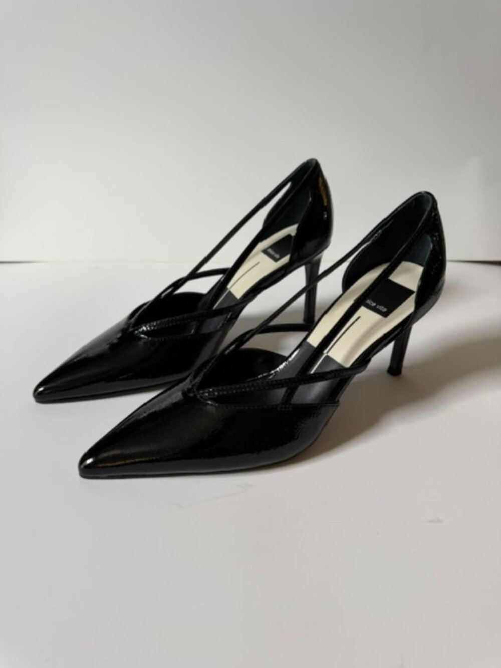 Dolce Vita Kaine Heels Midnight Crinkle Patent Leather Size 8.5